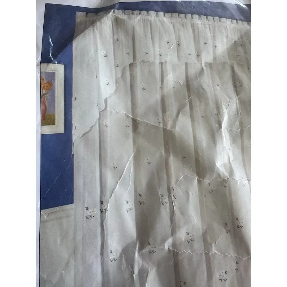 Vintage Lorraine Home Fashions Daisy Window Panel 60 x 84 White Yellow Sheer New